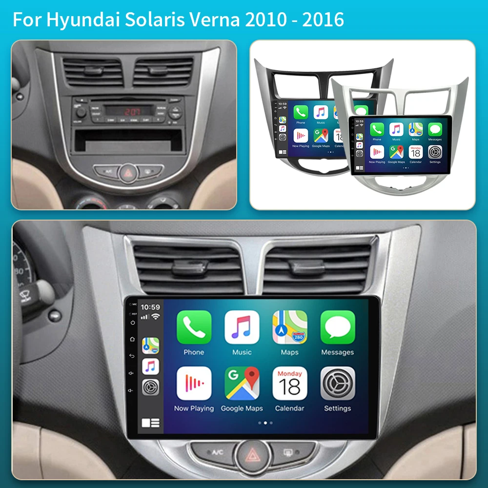 Android 16 Carplay Car Radio for Hyundai Solaris Verna Accent 1 2010 - 2016 Multimedia Player 2 Din GPS 4G DVD Head Unit