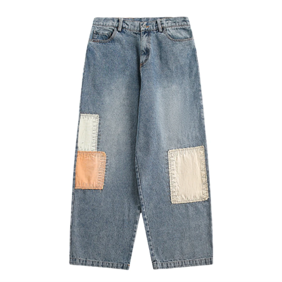 Vintage Baggy Jeans Men Y2k Ripped Hole Patch Jeans Pants Streetwear Harajuku Washed Color Graffiti Denim Trousers Mens Clothing