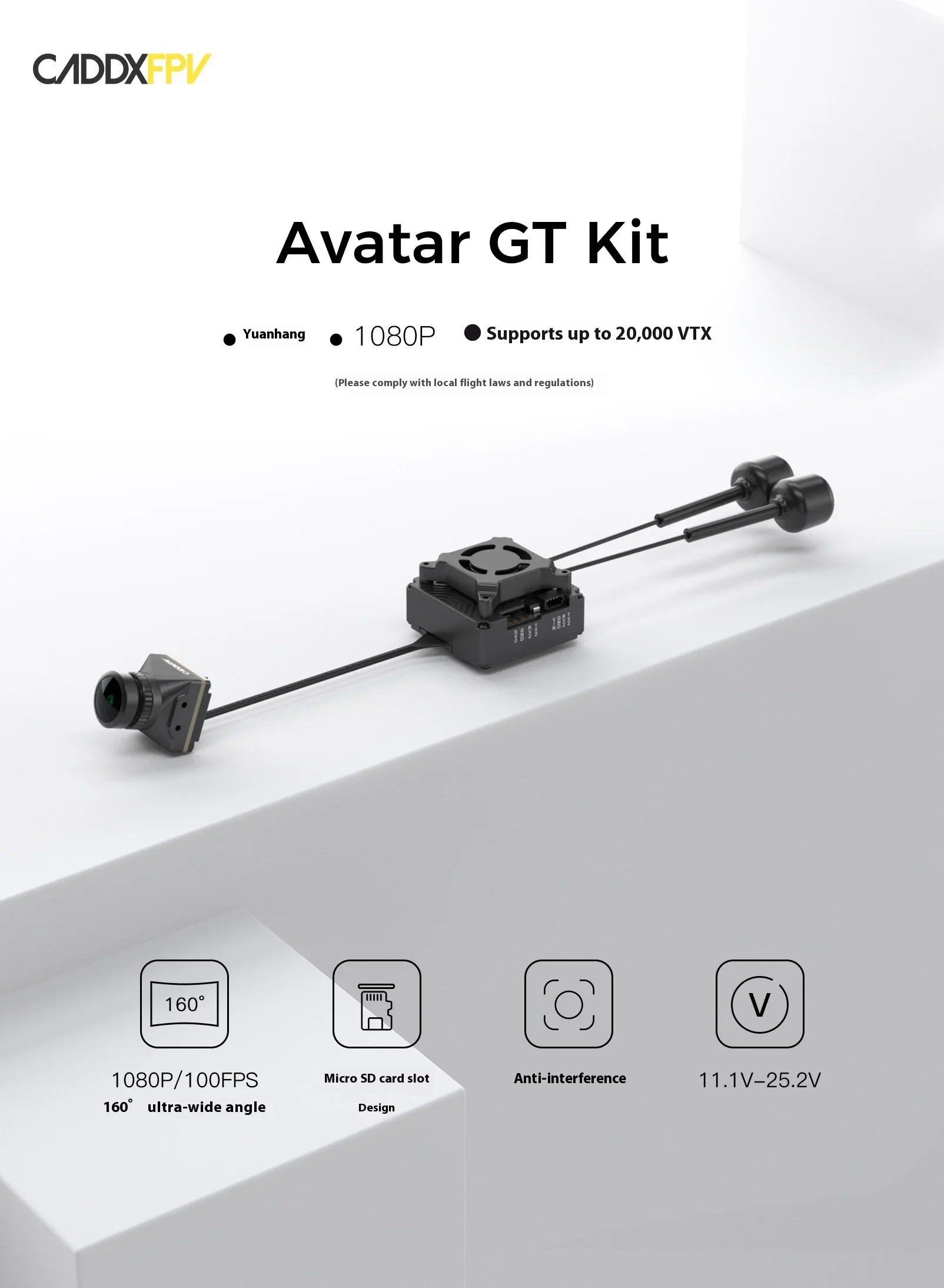 Transmisión de imágenes con FPV fijo de alta potencia de 2W Dr-one con material ABS de transmisión HD de larga distancia