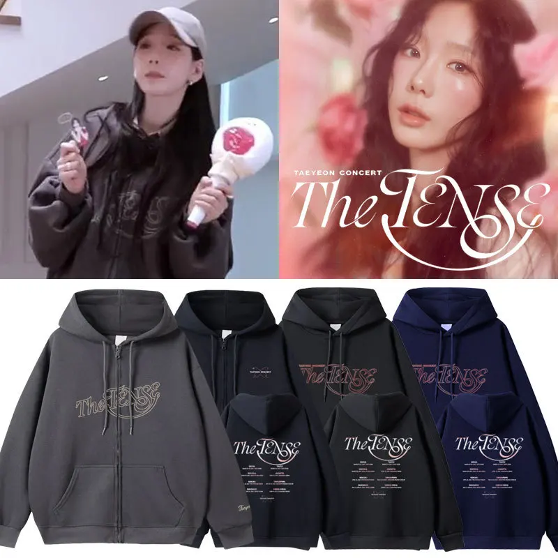 TaeYeon 2025 K Tour Concert Women's Sweatirt Trendy Streetwear Sle Triple Poyester Fiber Spring Collection