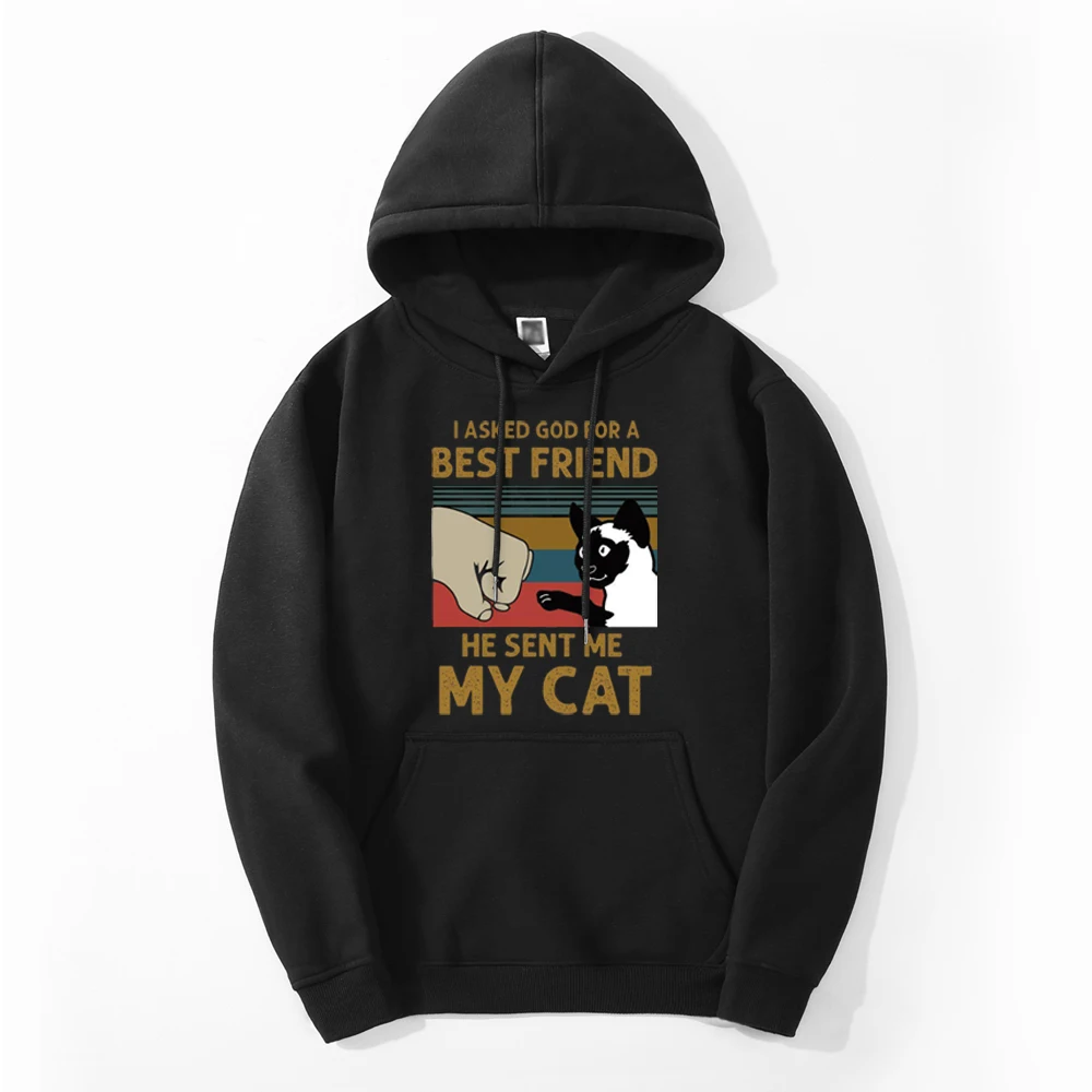 

Funny Print Cat God Sent Me My Cat Autumn Mens Fashion Thick Hoodies Sweatshirt Hip Hop Fabrics Hoodies Cool Streetwear