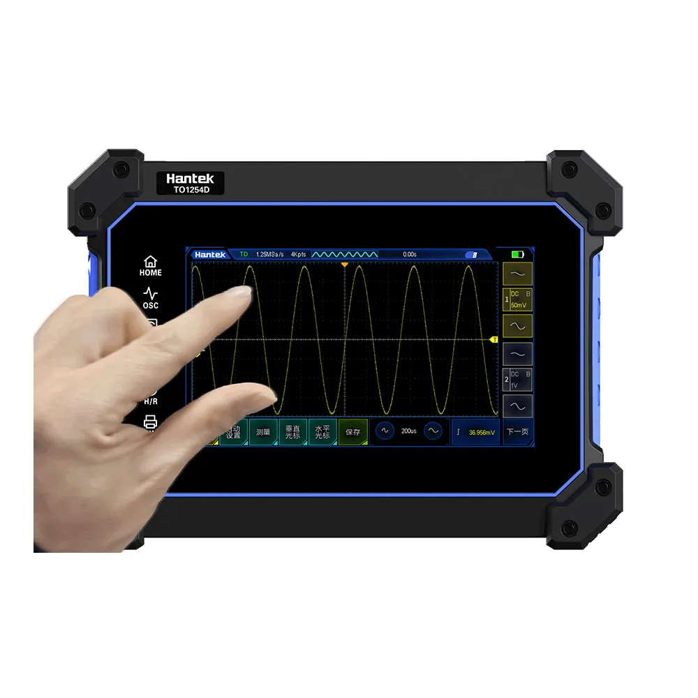 Hantek TO1154D/TO1254D ekran dotykowy oscyloskop cyfrowy 4 kanały przenośny USB oscylscopio + 25Mhz źródło sygnału + multimetr