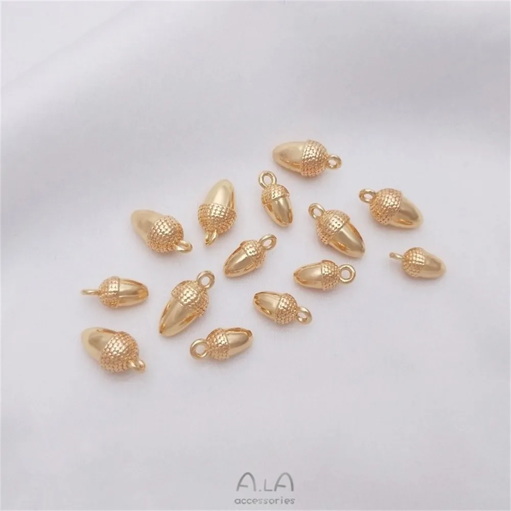 

14K Gold Color-presisting Pine Nut Small Pendant Surface Nut Small Drop Pendant Handmade Diy Bracelet Earring Charm