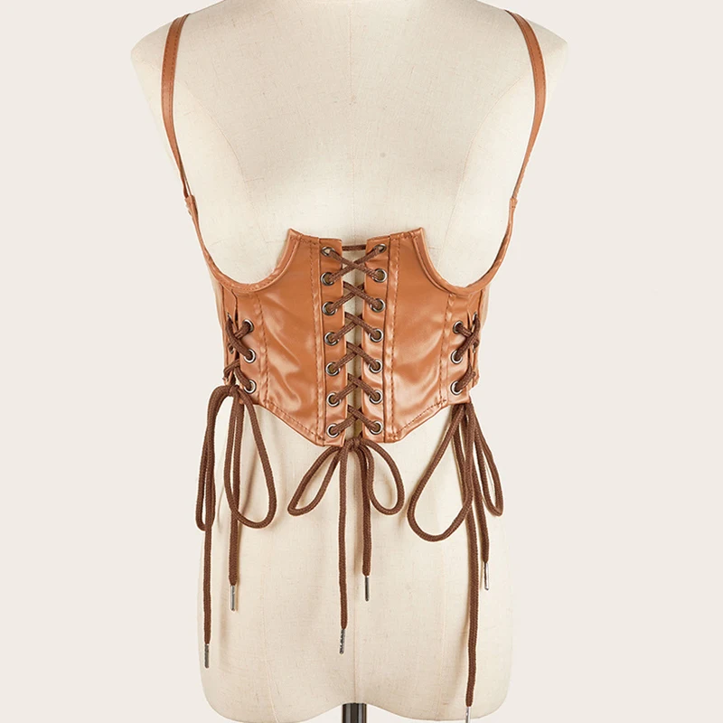 Decorative Corset  Women Underbust Luxury Designer Tunic Leather Ladies Waist Belts Punk Vintage Cummerbund  Dress PJ533