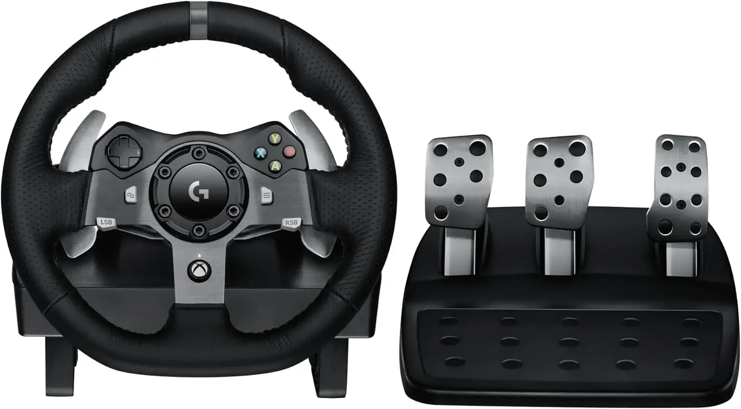 920 Driving Force Racing Wheel and Floor Pedals, Real Force Feedback, Stainless Steel Paddle Shifters