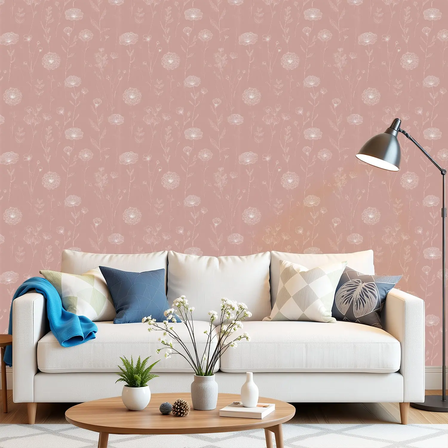 

Нежные белые обои с цветочным рисунком 22,83 "X 118" водонепроницаемые обои для гостиной/спальни/ванной комнаты ПВХ стикер на стену