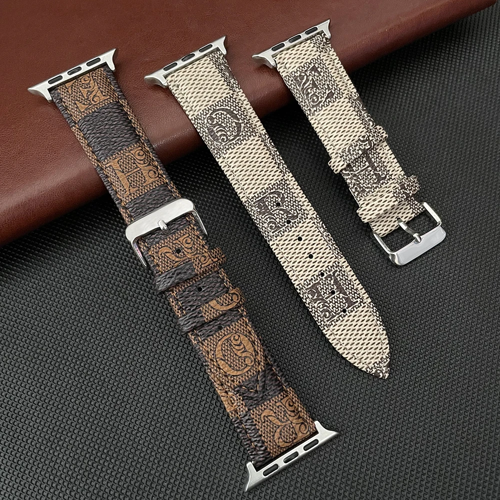 Leather Strap for apple watch band 44mm 45mm Ultra 49mm 42mm 38mm 40mm 41mm Luxury Designer Retro Watchband iwatch 9 8 7 6 5 se