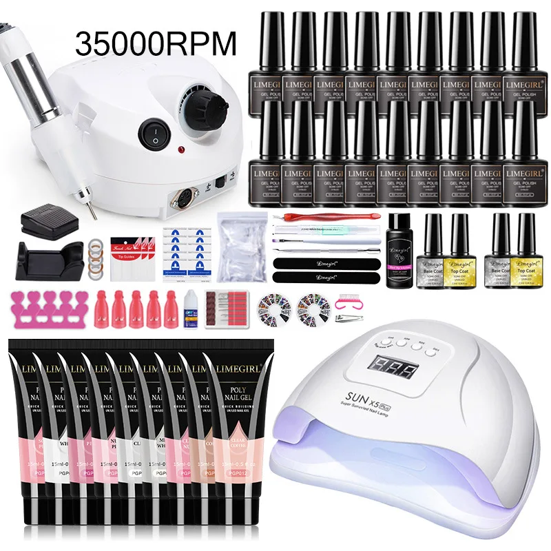 

Manicure Set UV LED Lamp Full Nail Extensions Gel Nail Polish Set Quick Building Nail Set Gel Kits drill Machine Nail Tools