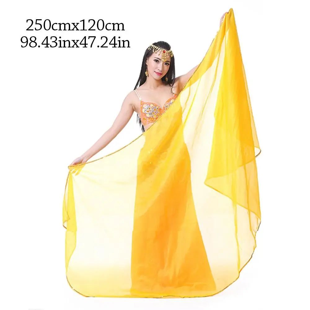 Modische Leichte Bauchtanz-Schleier aus Seide, Langer Tanzschal für Frauen, Chiffon-Schal für Lateinamerikanischen und Bauchtanz, Show-Kostüme – Detail 1