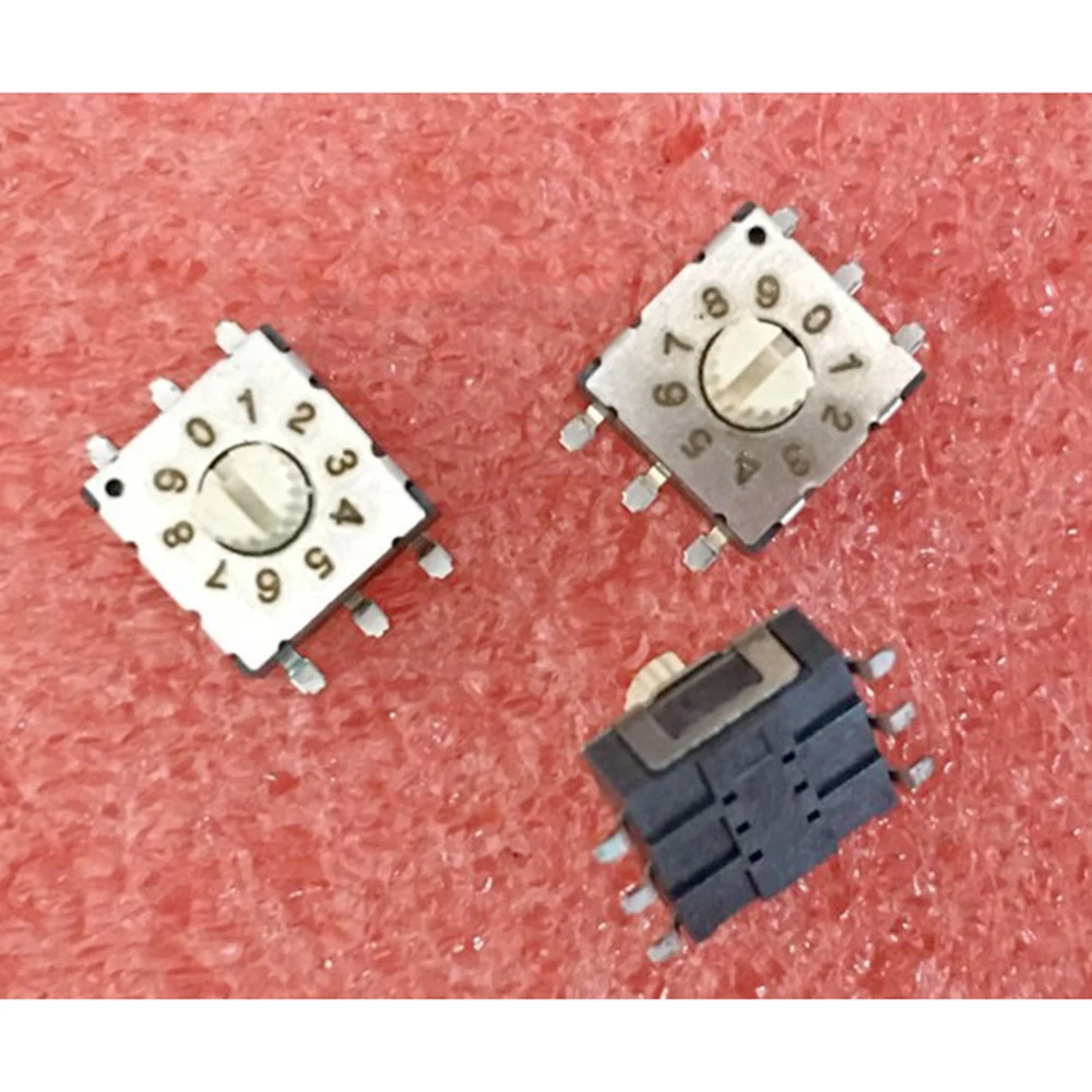 10 Buah/Lot RSE-2ARM Chip Saklar Pengkodean Putar 0-9 Posisi 10 Sakelar Gigi 3:3 Kaki L Pergantian Tangan Kaki