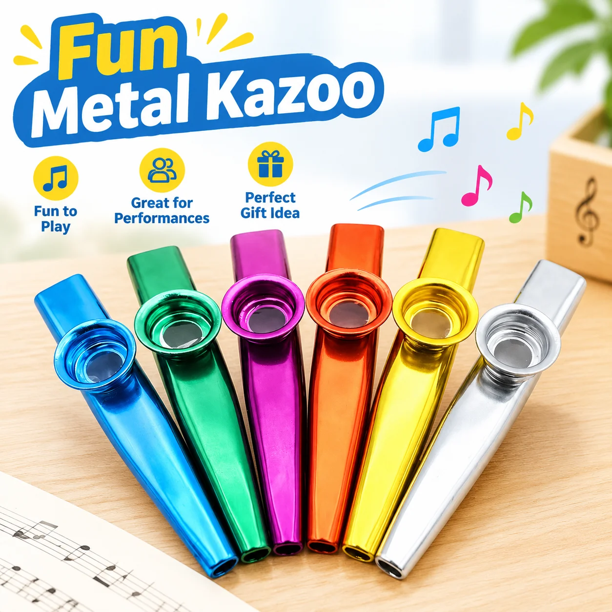 Fun Metal Kazoo Small Trumpet Design Musical Instrument for Playing and Performance, Great Gift Idea for Music Lovers