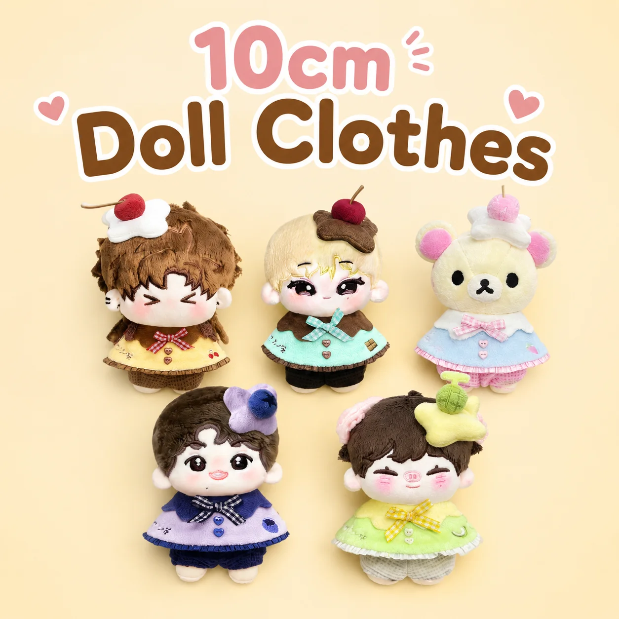 Caramel Strawberry Honeydew Pudding Series 10cm Cotton Doll Clothing Set Doll Cloak Clothes Suitable For Various Doll Body Types