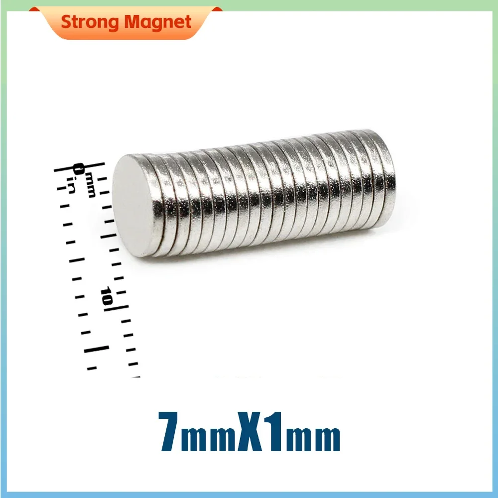 50/100/200/500PCS 7x1mm thin sheet N35 Neodymium Magnet Disc Powerful Magnets Round 7x1 mm Permanent Magnet