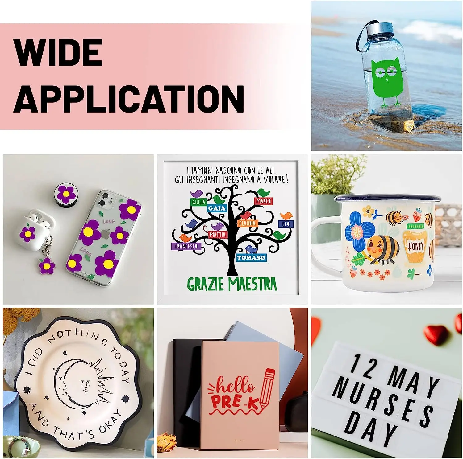 HTVRONT 30pcs Permanent Adhesive Vinyl Paper Sheets Multi Color Sticker Paper for Craft DIY Cup Glass Phone Case Gift