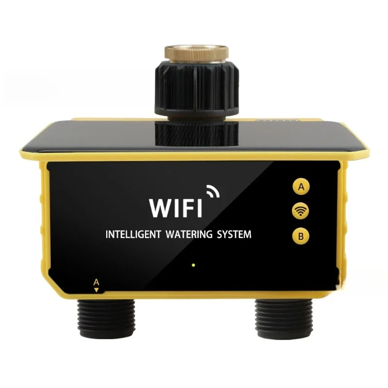 

Solar WiFi Smart Water Valve Controller Double Outlet Irrigator Pool Lawn Watering Timer