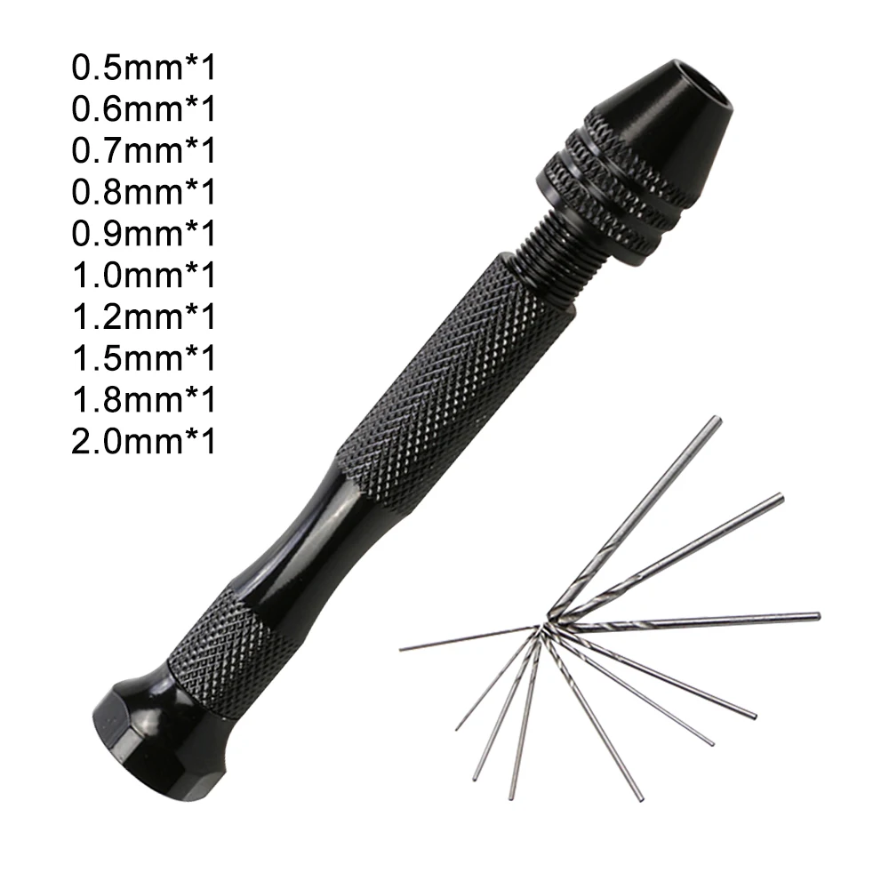 0.3-3.4mm Black Punching Tool 10pc Twist Drill Manual Set for Playing Amber Thousand Eyed Diamond Bodhi Walnuts