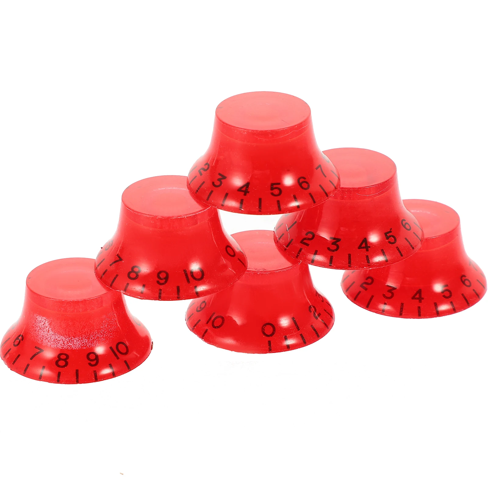 

6pcs Electric Guitar Knobs Potentiometer Volume Control Caps Red Tone Chrome Finish For Bass Amp Adjustable Parts Accessories