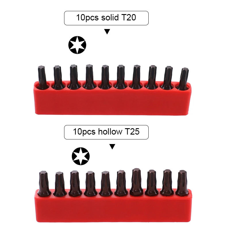 10PCS High Quality Precision Torx Screwdriver Bits Set S2 Hollow Solid Torx Screw Driver Kit T6-T40 T20 T25 Torx Batch