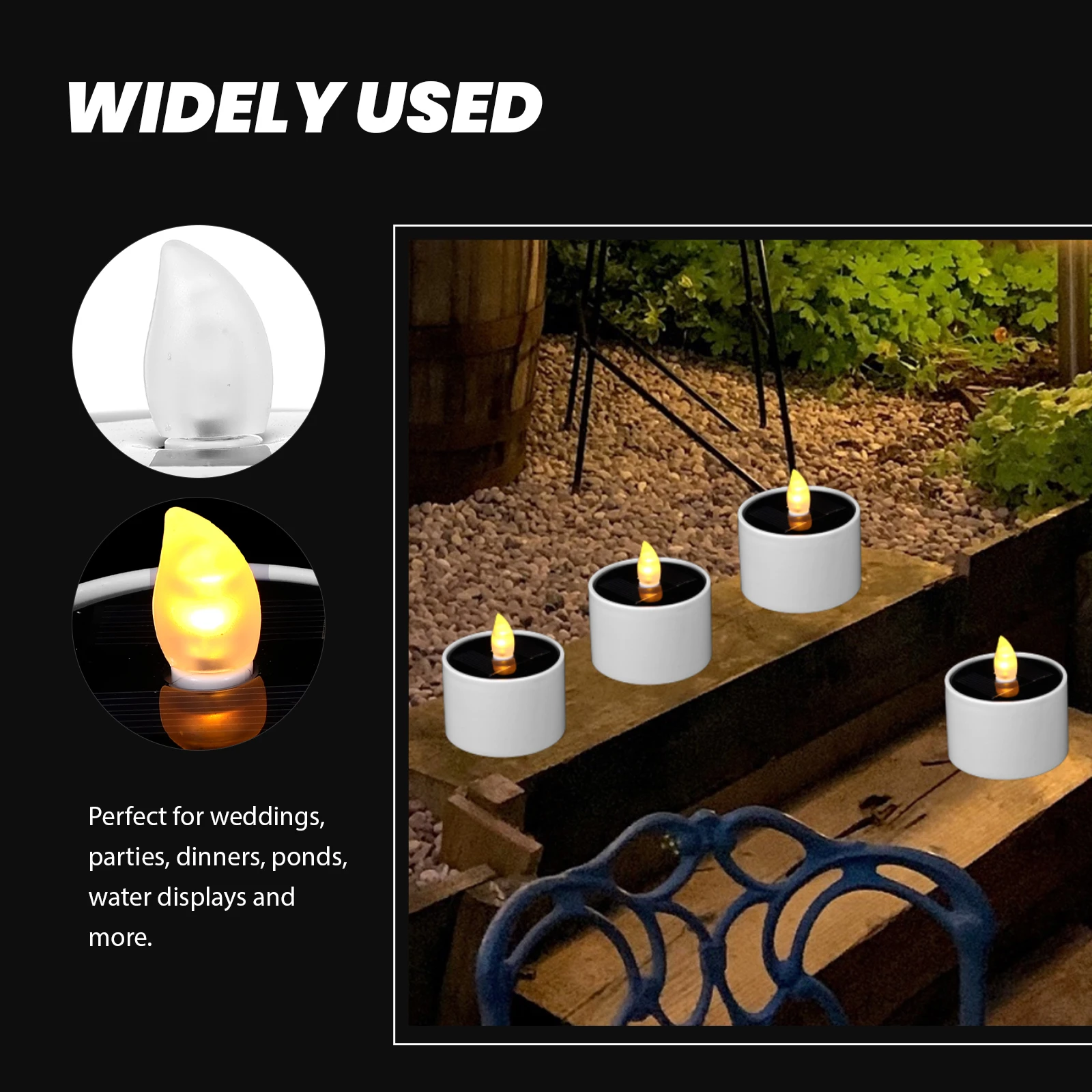 

Solar LED Waterproof C Light for Home Garden Decoration Flameless C les Wedding Party Use Yellow Flicker Solar Tealight