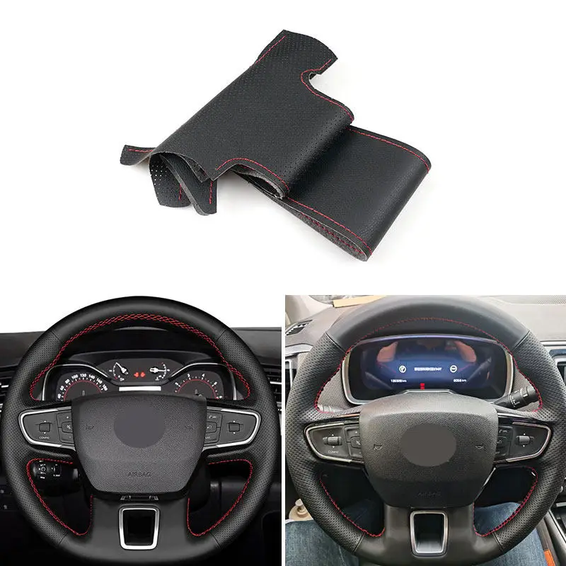 Hand Sewing Car Interior Steering Wheel Cover Trim For Citroen C3 II III 2019-2021 C3 AIRCROSS 2017-2021 Berlingo 3 C4 Picasso 2