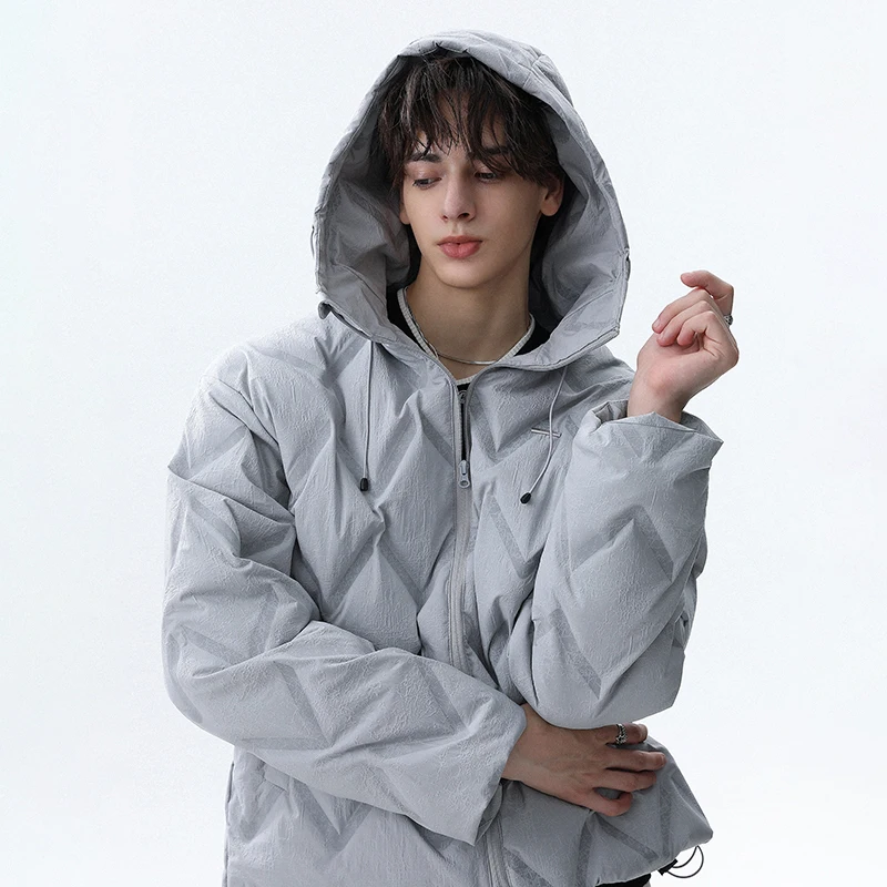 LUZHEN 2025 شتاء جديد تنقش فحص بلون سميكة الدافئة مقنعين معطف مبطّن الرجال أنيق وسيم سترة سترة JY5225