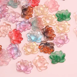 5Pcs 21x16mm Double Hole Lotus Beads Colorful Glass Beads Charm for DIY Earring Bracelet Necklace Jewelry Making Craft Handmade