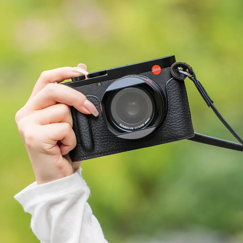 Handmade Genuine Leather Camera Protective Case for Leica Q3 /Dlux8 Handle Protective Leather Cover Camera Bag Shoulder Strap