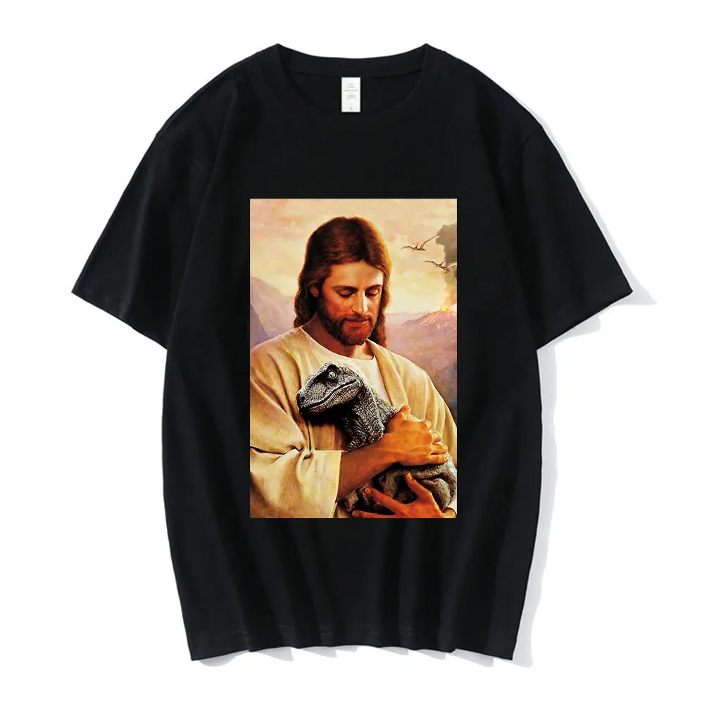 New Moshi Moshi Jesus Desu T-shirt Cotton Short Sleeve T-shirt Clothing Women's Funny Emoji Picolas Cage Cool T-shirt