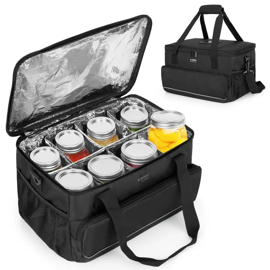 

Сумка для хранения банок Mason, изолированный 8-консервный органайзер с регулируемыми мягкими перегородками для надежного хранения и транспортировки, для бала