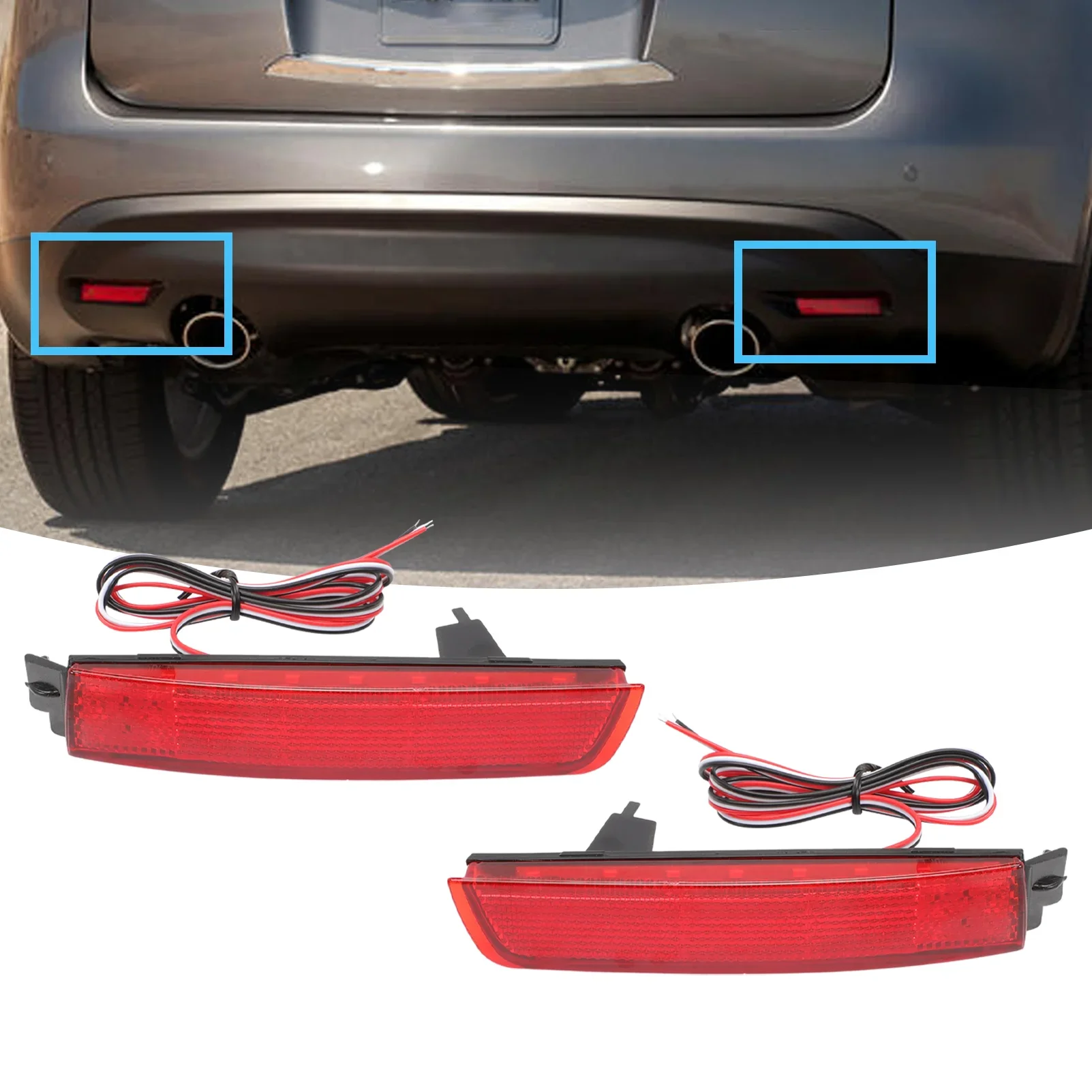 1 Pair Rear Bumper Reflector Set Brake Stop Running Light 265655C000 For Nissan Sentra 2012-2018 265605C000 NI1184100