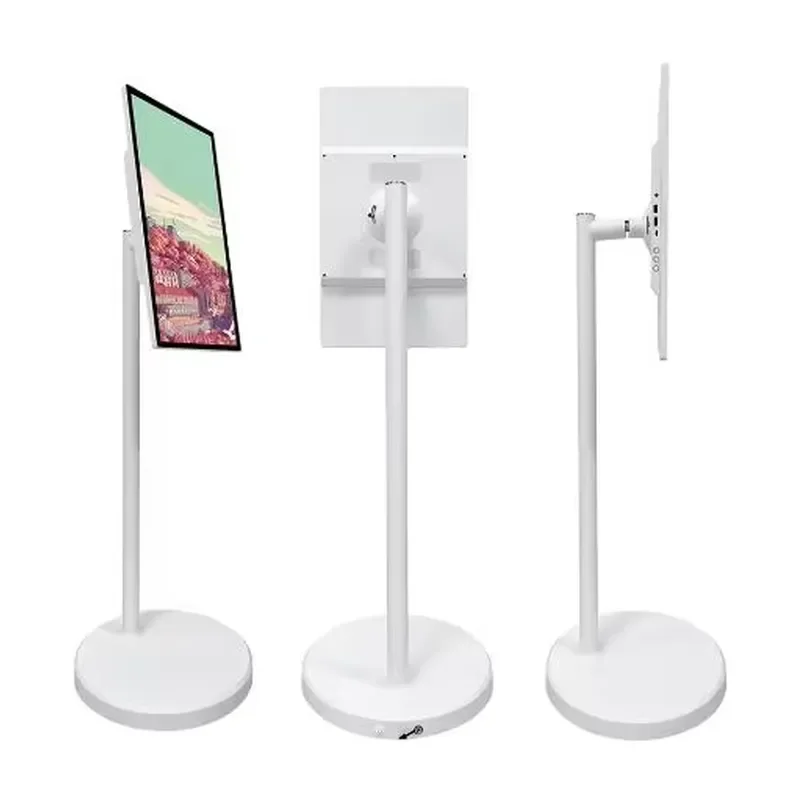 24 Inch Android Interactive Touch Screen Portable Digital Signage Display with Battery Powered Mobile Stand Wheels for
