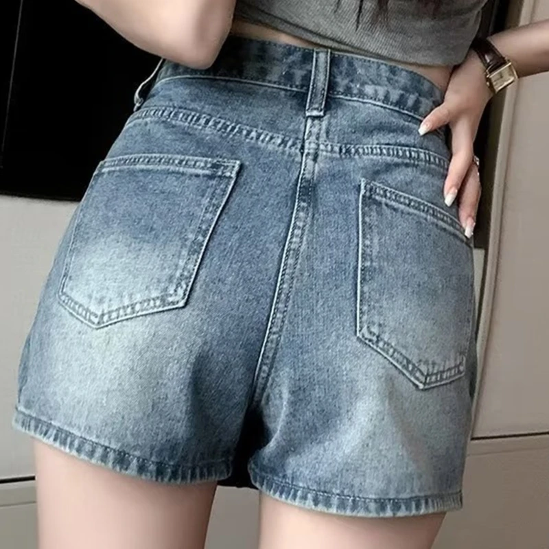 F42F Skorts Röcke für Damen, Jeans-Minirock, Seitenschlitz mit hoher Taille, Jeans-Shorts, dehnbar, modisch und sexy Shorts