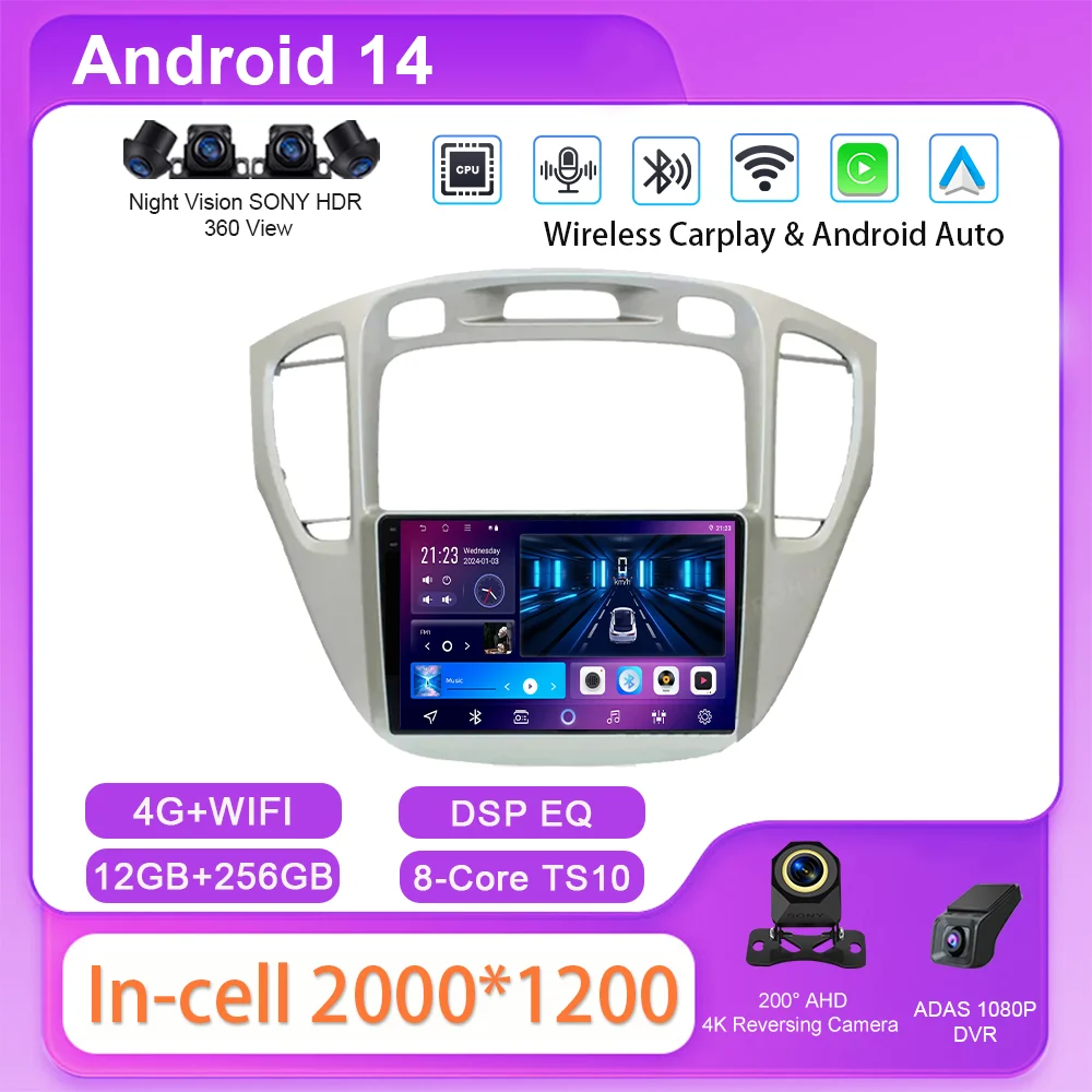 

Android For Toyota Highlander 1 XU20 2001-2007 Auto Multimidia Player GPS Navigation Carplay NO 2din DVD WIFI Car Radio Stereo