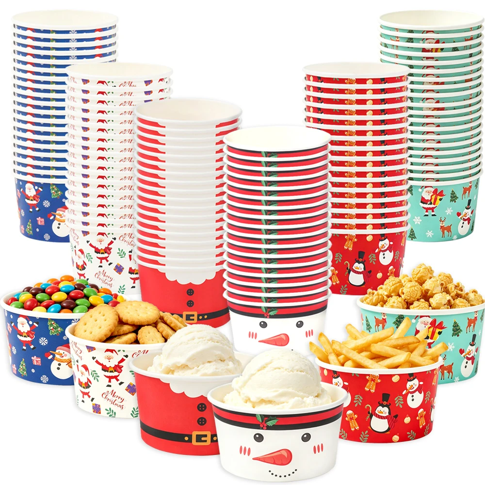 Xmas Food Snacks - Ciotole di Carta Monouso per Alimenti