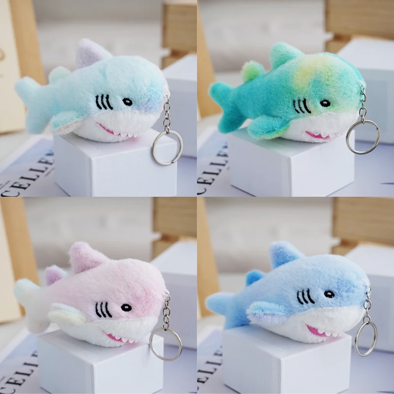 Soft Plush Cartoon Shark Keyring Creative Backpack Pendant Decoration Toys Doll Keychain Girls Birthday Gifts image 3