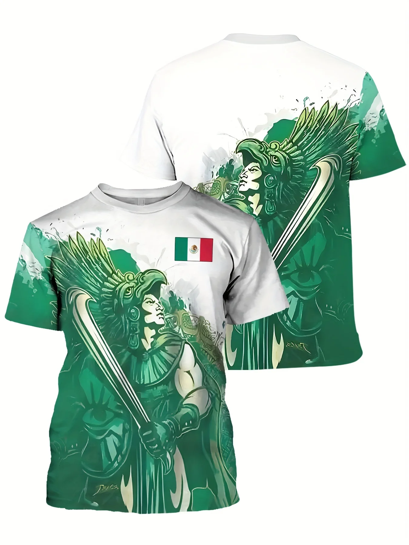

Mexico Eagle Harajuku Men's T Shirt Casual O-neck Loose Short Sleeve Mexico National Flag Print T-Shirts Summer Breathable Tops