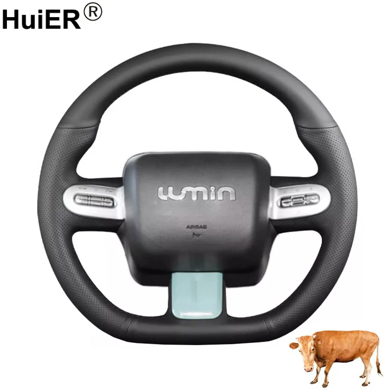 

Cow True Leather Hand Sewing Car Steering Wheel Cover for Changan LUMIN Braid on Steering-wheel Wrap