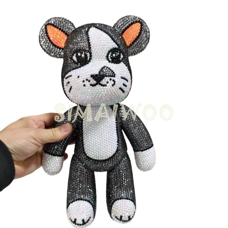 

Custmizable Rhinestone Bear Statue Black Cat Graffiti DIY Mosaic Doll Bling-bling Toy Cross Stitch Kids Bithday Christmas Gift
