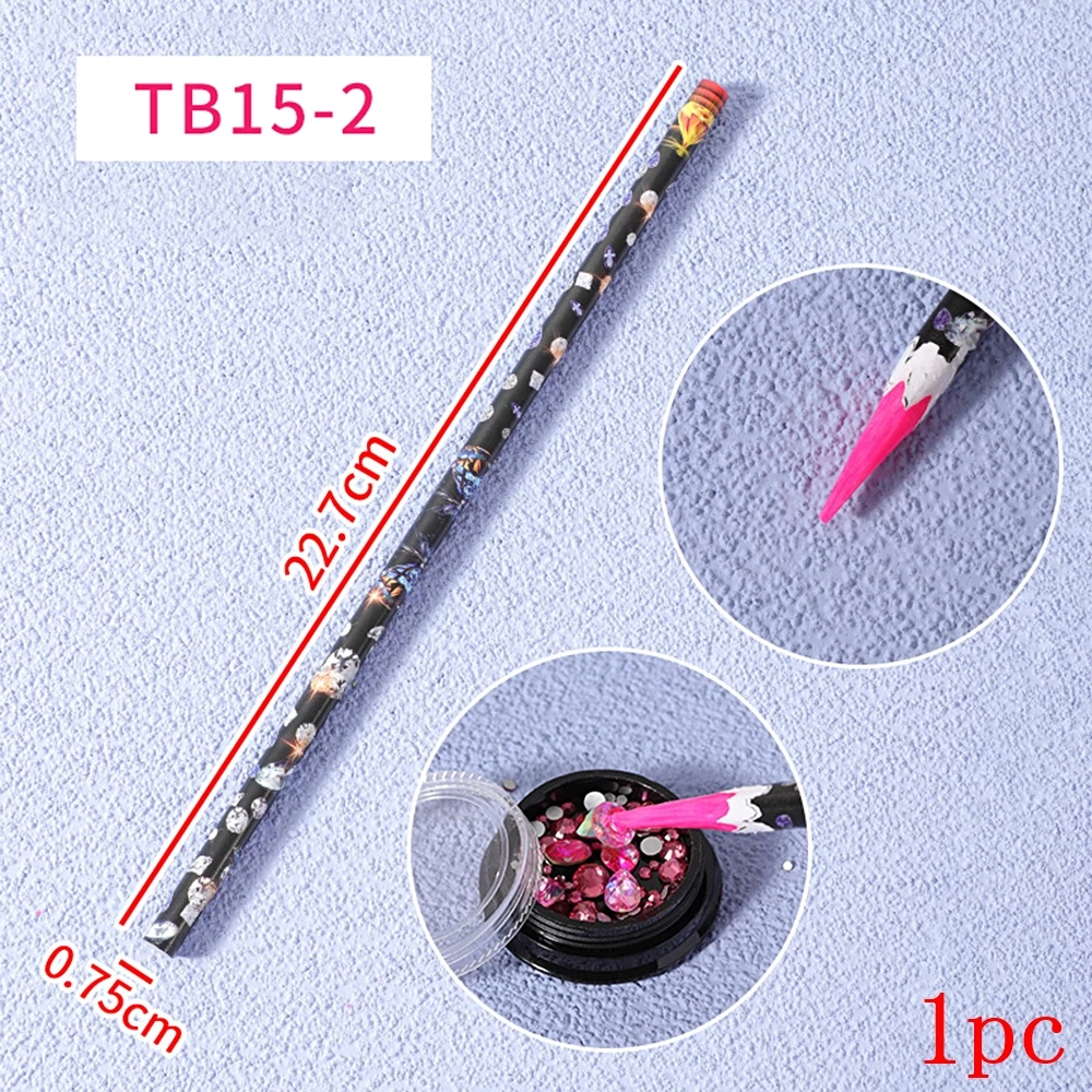 1-10 Stuks Nail Art Steentjes Edelstenen Picker Wax Potlood Hout Potlood Pick-Up Kristal Gemakkelijk Oppakken Puntgereedschap Diy Decoratie