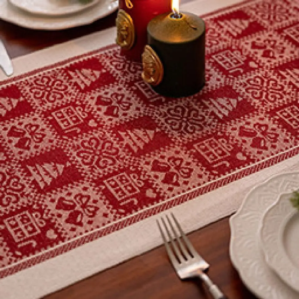 Rectangle Christmas Table Runner Thickened Christmas Tree Printed Elks Tablecloth Red Table Flag Xmas Desktop Decoration