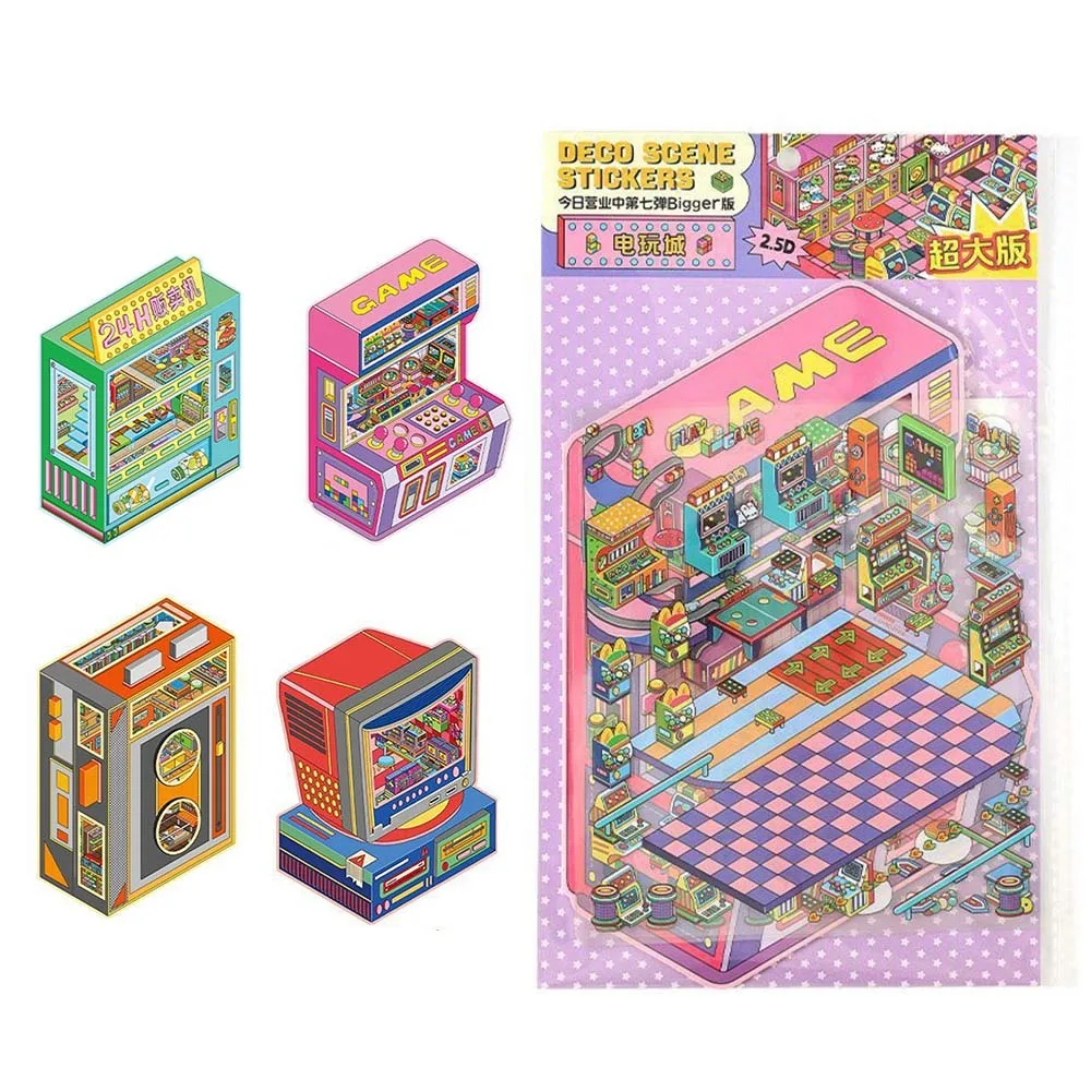 

Мультяшные 3D пейзажные наклейки для дома, снятие стресса, скрапбук, сделай сам, наклейки для сцены, игра, ПЭТ, ландшафтный дизайн, наклейка для родителей и детей