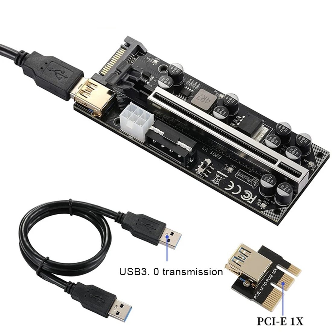 1Set PCI-E 1X to 16X Graphics Card Extension Cable V009S PRO