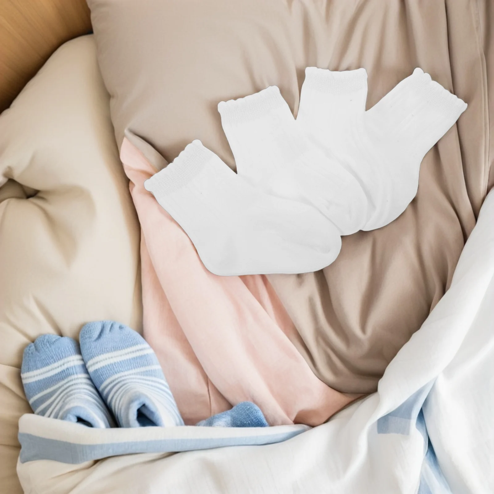 

5pcs White Baby Calf Socks 11-13Cm Breathable Mesh Cotton Stretchy Toddler Crew For Newborn Boys Girls Unisex Infant Mid-Calf