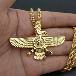 Punk Gold Color Ahura Mazda Fire of Light and Truth Zoroastrianism Amulet Necklaces for Men