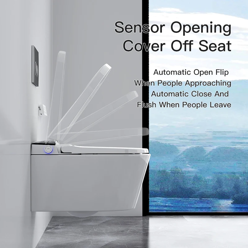 العلامة المائية الحائط الأدوات الصحية الذكية خزانة المياه الحمام السيراميك الاستشعار التلقائي مقعد الجدار معلقة المرحاض الذكي #4