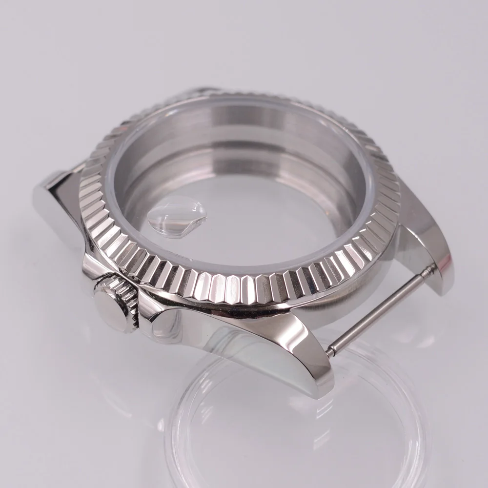 40MM Sapphire Glass Silver Pig Mouth Watch Case Fit NH34 NH35 NH36 PT5000 ETA2824 ST2130 Movement Watch Accessories