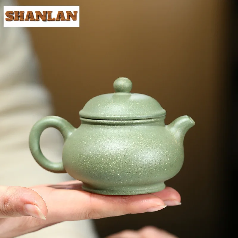 120ML Vintage Yixing Purple Clay Teapots Handmade Pot Raw Ore  Bean Green Mud Kettle with Strainer Zisha Tea Set Tea Services