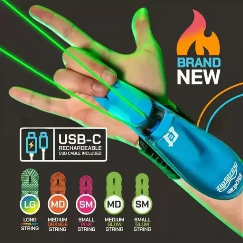 5UU-Auto Retract Spider Silk Wrist Launcher, Luminous String Shooter USB Charging Cosplay Toy