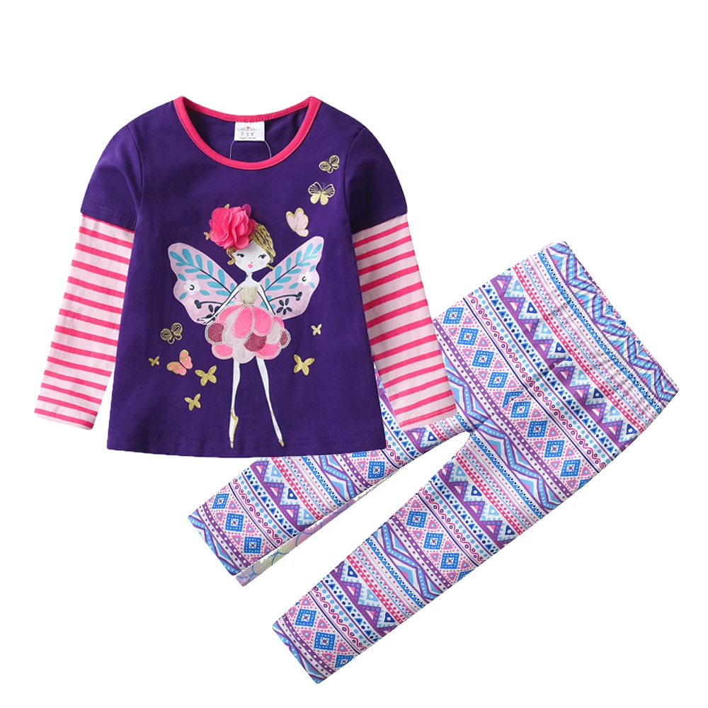 DXTON New Girls Clothing Sets Stripe Tops+Skirt Pants 2 PCS Children' Casual Suit Autumn Kids Toddler T-shirts Trousers Outfits