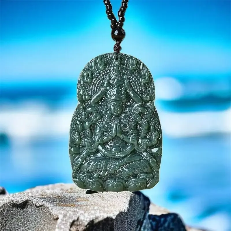 

Hetian Jade Guanyin Pendant Pendants Jewelry Natural Necklace Jadeite Charm Necklaces Real Gemstones Amulet Men Gift Luxury